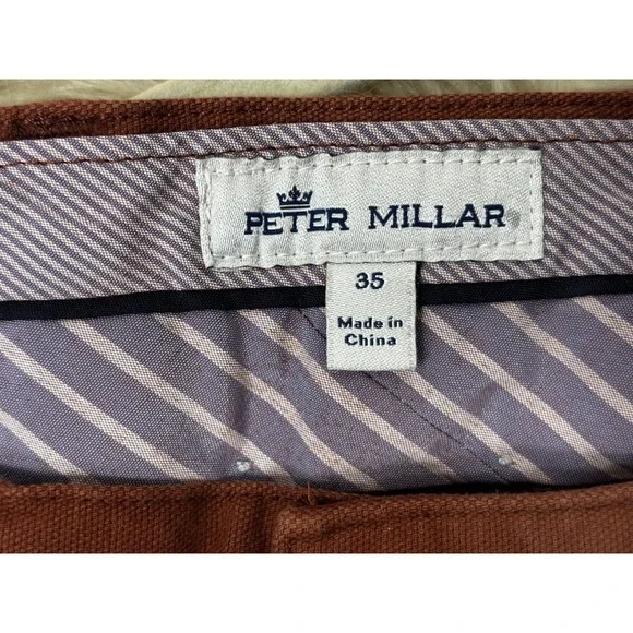 Peter Millar Crown Crafted Wayfare 5 Pocket Pants Mens 35x32 Rust‎ Stretch